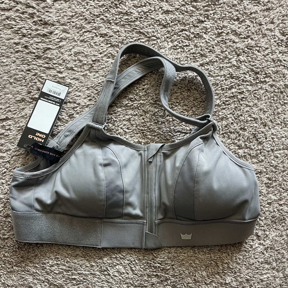 New with Tags SheFit Sports Bra, Grey, Size Large